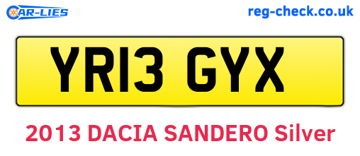 YR13GYX are the vehicle registration plates.