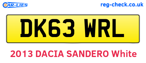 DK63WRL are the vehicle registration plates.