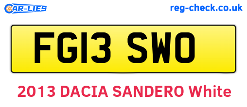 FG13SWO are the vehicle registration plates.