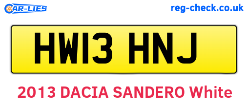 HW13HNJ are the vehicle registration plates.