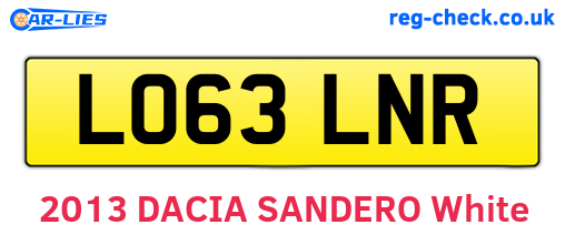 LO63LNR are the vehicle registration plates.