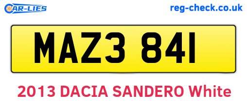 MAZ3841 are the vehicle registration plates.