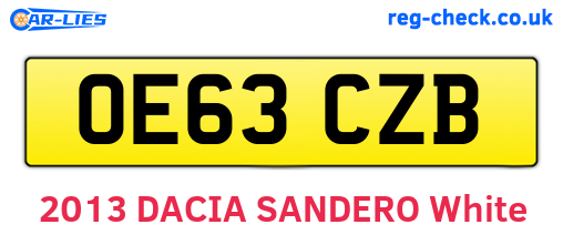 OE63CZB are the vehicle registration plates.