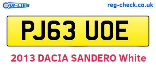 PJ63UOE are the vehicle registration plates.