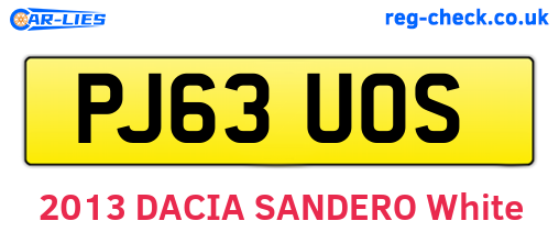 PJ63UOS are the vehicle registration plates.