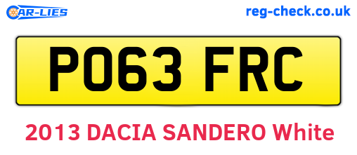 PO63FRC are the vehicle registration plates.
