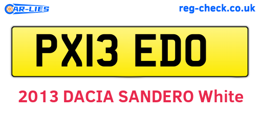 PX13EDO are the vehicle registration plates.