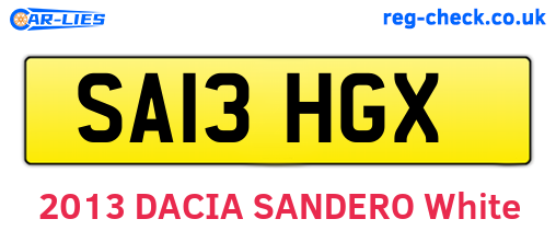 SA13HGX are the vehicle registration plates.
