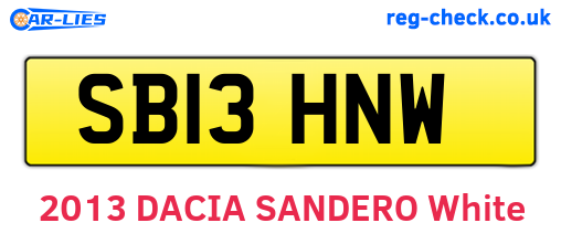 SB13HNW are the vehicle registration plates.