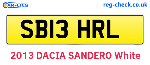 SB13HRL are the vehicle registration plates.