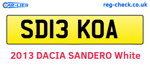 SD13KOA are the vehicle registration plates.