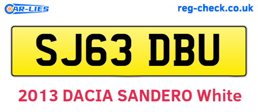 SJ63DBU are the vehicle registration plates.
