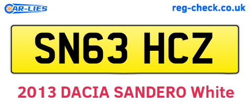 SN63HCZ are the vehicle registration plates.