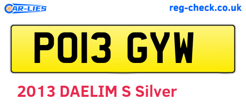 PO13GYW are the vehicle registration plates.