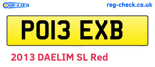 PO13EXB are the vehicle registration plates.