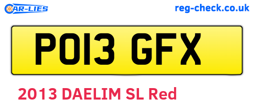 PO13GFX are the vehicle registration plates.