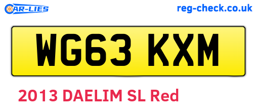 WG63KXM are the vehicle registration plates.