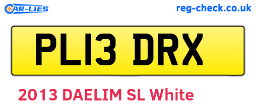 PL13DRX are the vehicle registration plates.