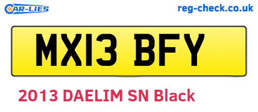 MX13BFY are the vehicle registration plates.