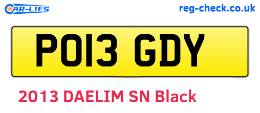 PO13GDY are the vehicle registration plates.