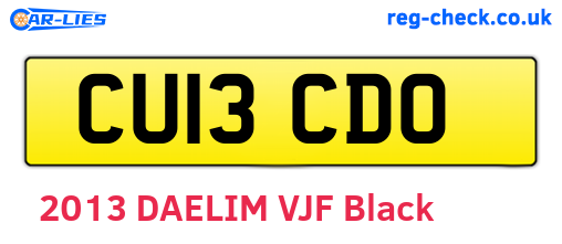 CU13CDO are the vehicle registration plates.