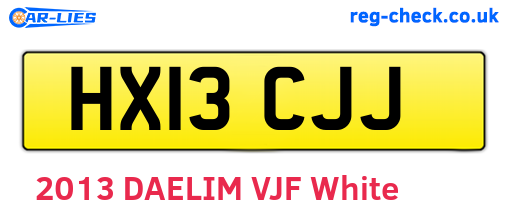 HX13CJJ are the vehicle registration plates.