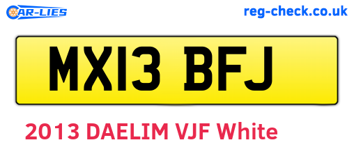 MX13BFJ are the vehicle registration plates.