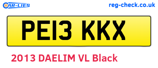 PE13KKX are the vehicle registration plates.