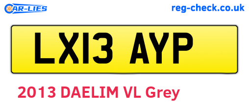 LX13AYP are the vehicle registration plates.
