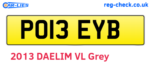 PO13EYB are the vehicle registration plates.