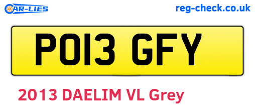 PO13GFY are the vehicle registration plates.