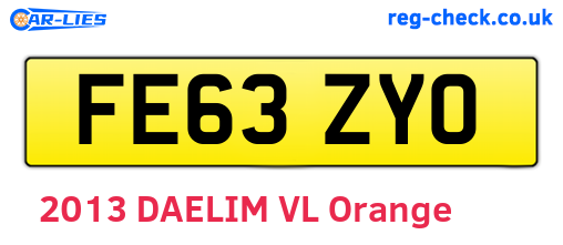 FE63ZYO are the vehicle registration plates.