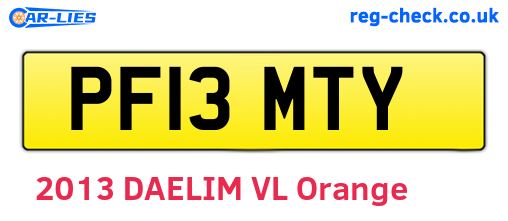 PF13MTY are the vehicle registration plates.