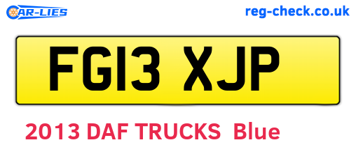 FG13XJP are the vehicle registration plates.