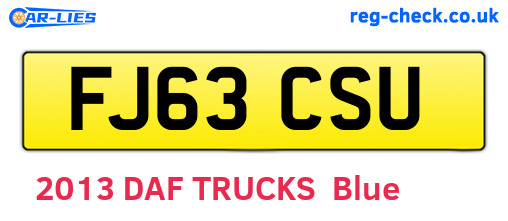 FJ63CSU are the vehicle registration plates.