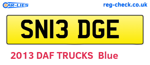 SN13DGE are the vehicle registration plates.