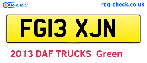 FG13XJN are the vehicle registration plates.