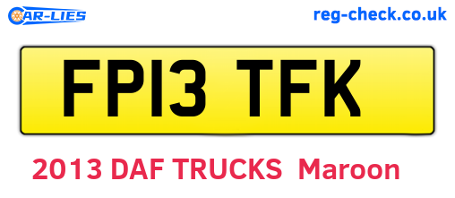 FP13TFK are the vehicle registration plates.