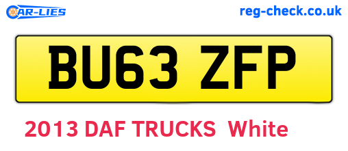 BU63ZFP are the vehicle registration plates.