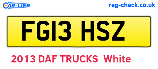 FG13HSZ are the vehicle registration plates.