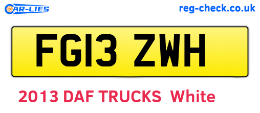 FG13ZWH are the vehicle registration plates.