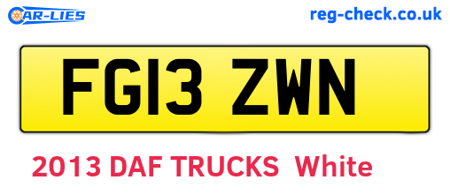 FG13ZWN are the vehicle registration plates.