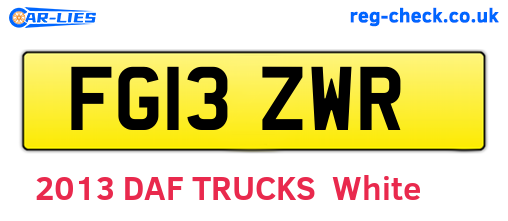 FG13ZWR are the vehicle registration plates.