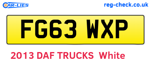FG63WXP are the vehicle registration plates.