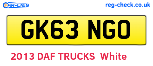 GK63NGO are the vehicle registration plates.