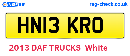 HN13KRO are the vehicle registration plates.