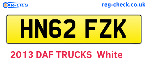 HN62FZK are the vehicle registration plates.