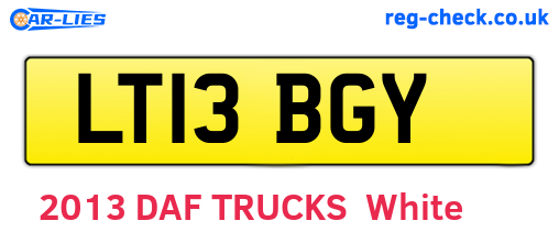 LT13BGY are the vehicle registration plates.