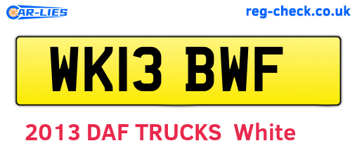 WK13BWF are the vehicle registration plates.