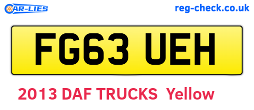 FG63UEH are the vehicle registration plates.